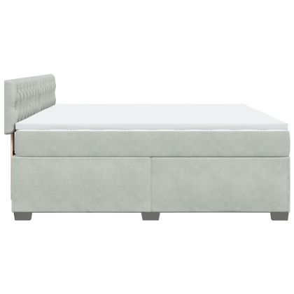 Боксспринг легло с матрак, светлосиво, 180x200 см, кадифе