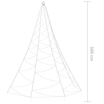 Дърво за стена с метална халка, 720 LED, студено бяло, 5 м