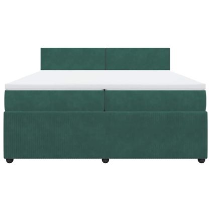 Боксспринг легло с матрак, тъмнозелено, 200x200 см, кадифе