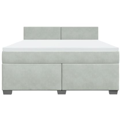 Боксспринг легло с матрак, светлосиво, 180x200 см, кадифе