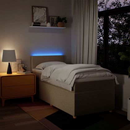 Боксспринг легло с матрак, кремава, 80x200 см, плат