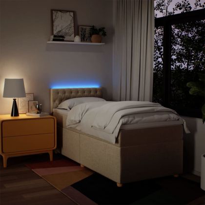 Боксспринг легло с матрак, кремаво, 100x200 см, плат