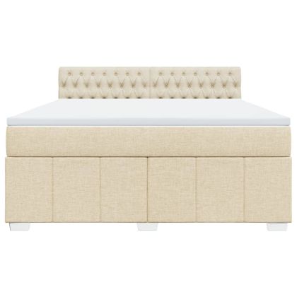 Боксспринг легло с матрак, кремава, 180x200 см, плат