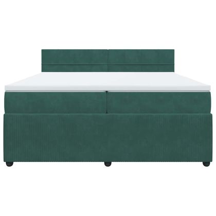 Боксспринг легло с матрак, тъмнозелено, 200x200 см, кадифе