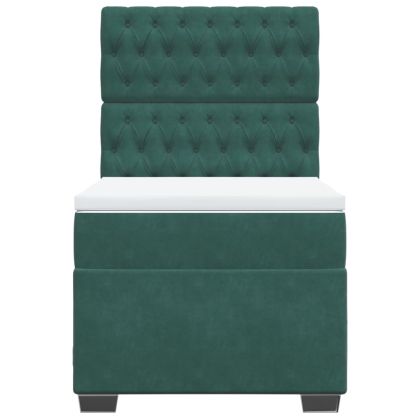 Боксспринг легло с матрак, тъмнозелено, 100x200 см, кадифе