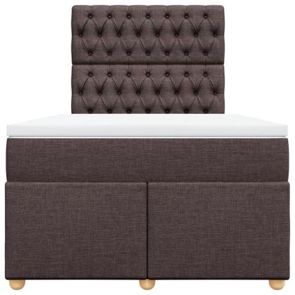 Боксспринг легло с матрак, тъмнокафяво, 120x190 см, плат