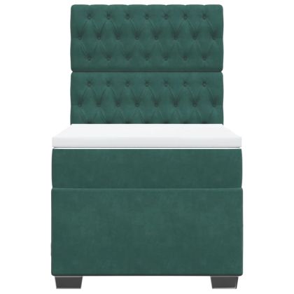 Боксспринг легло с матрак, тъмнозелено, 100x200 см, кадифе