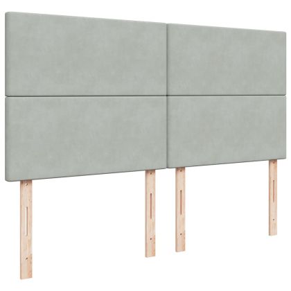 Боксспринг легло с матрак, светлосиво, 180x200 см, кадифе