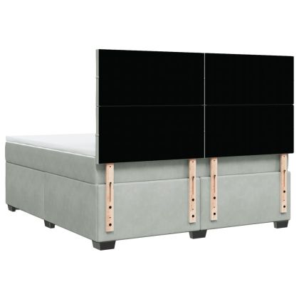 Боксспринг легло с матрак, светлосиво, 180x200 см, кадифе