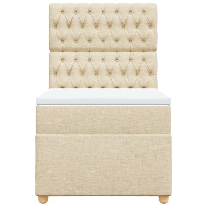 Боксспринг легло с матрак, кремава, 80x200 см, плат