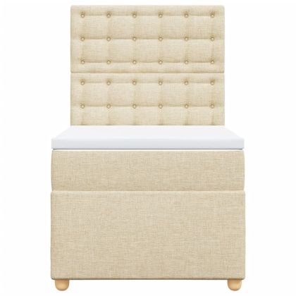 Боксспринг легло с матрак, кремава, 80x200 см, плат