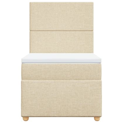 Боксспринг легло с матрак, кремава, 90x200 см, плат