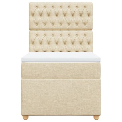 Боксспринг легло с матрак, кремава, 90x200 см, плат