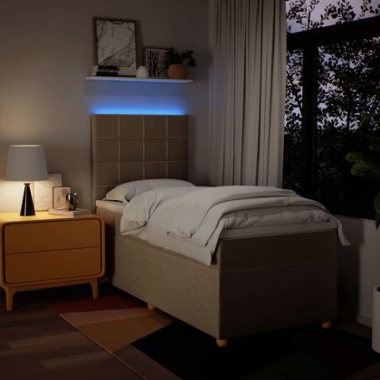 Боксспринг легло с матрак, кремаво, 100x200 см, плат