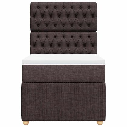 Боксспринг легло с матрак, тъмнокафяво, 100x200 см, плат