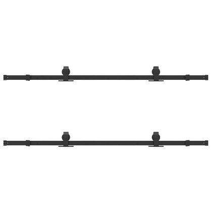 Комплект механизъм за плъзгаща врата, 366 см, стомана, черен