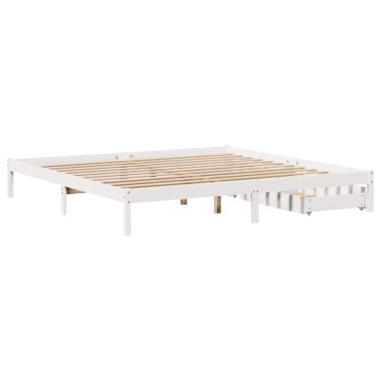 Рамка за легло без матрак, бял, 180x200 см, бор масив