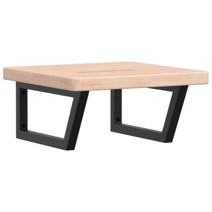 Стенен рафт за мивка, стомана и масивно дърво дъб