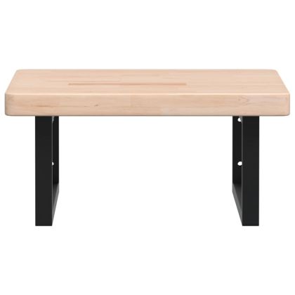 Стенен рафт за мивка, стомана и масивно дърво дъб