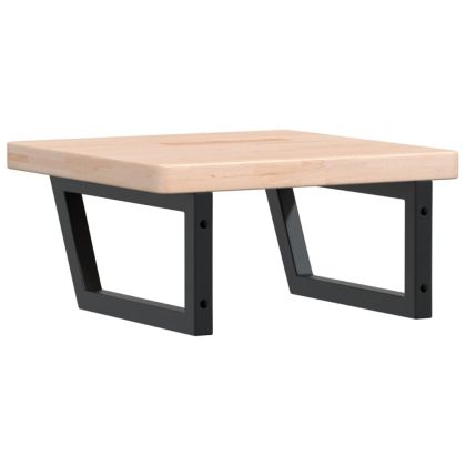 Стенен рафт за мивка, стомана и масивно дърво дъб