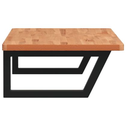 Стенен рафт за мивка, стомана и масивно дърво бук