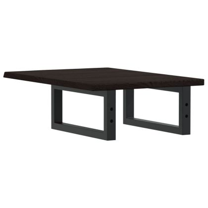 Стенен рафт за мивка, стомана и масивно дърво дъб