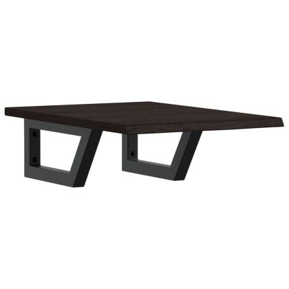 Стенен рафт за мивка, стомана и масивно дърво дъб