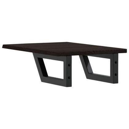 Стенен рафт за мивка, стомана и масивно дърво дъб