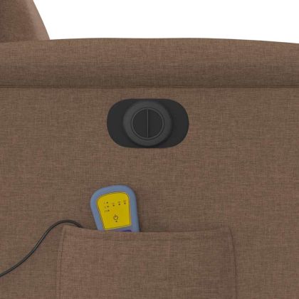 Електрически масажен реклайнер стол, кафяв, текстил