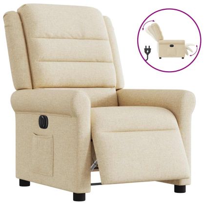 Електрически стол реклайнер , кремав, текстил