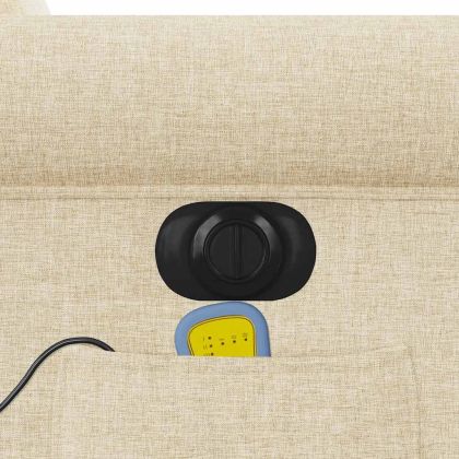 Електрически масажен реклайнер стол, кремав, текстил