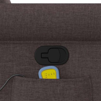 Изправящ масажен реклайнер стол, тъмнокафяв, текстил