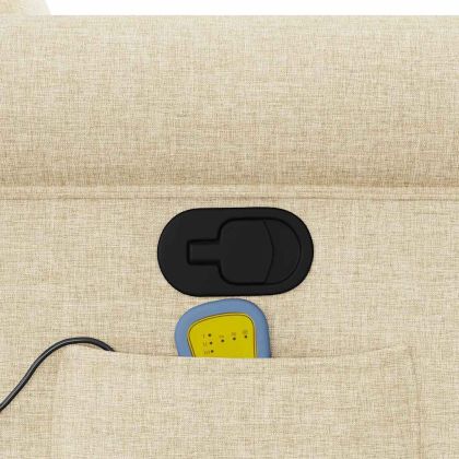 Изправящ масажен реклайнер стол, кремав, текстил