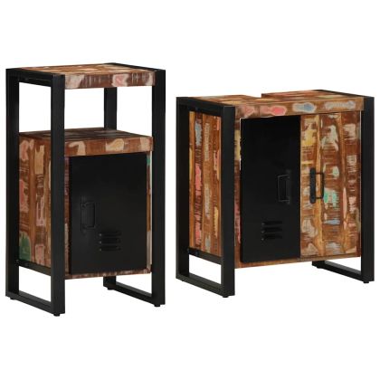 Комплект мебели за баня 2 pcs Кафяво регенерирано дърво масив