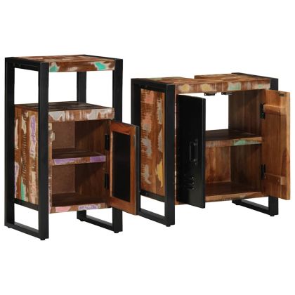 Комплект мебели за баня 2 pcs Кафяво регенерирано дърво масив