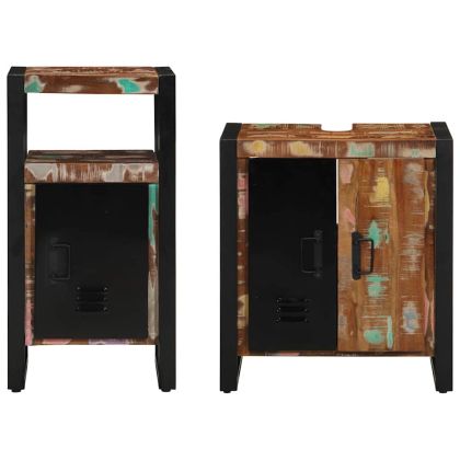 Комплект мебели за баня 2 pcs Кафяво регенерирано дърво масив