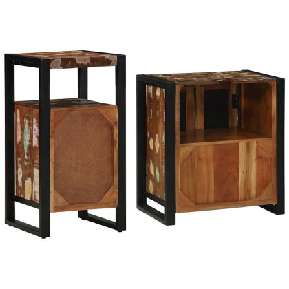 Комплект мебели за баня 2 pcs Кафяво Солидно възстановено дърво