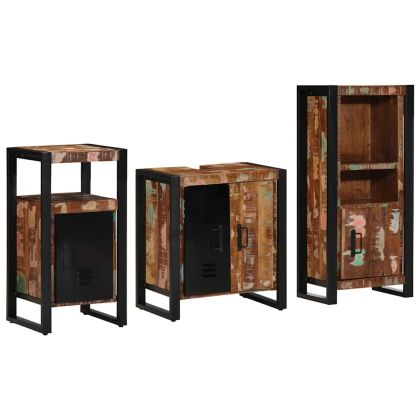 Комплект мебели за баня 3 pcs Кафяво Солидно мангово дърво