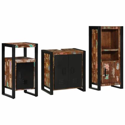 Комплект мебели за баня 3 pcs Кафяво Солидно мангово дърво