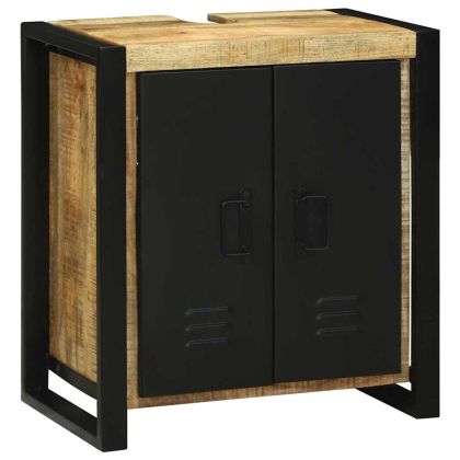 Комплект мебели за баня 3 pcs Кафяво Солидно мангово дърво