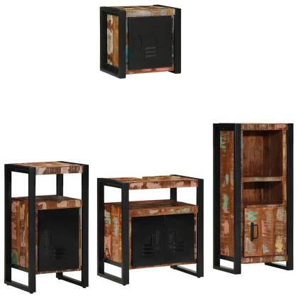 Комплект мебели за баня 4 pcs Кафяво Солидно мангово дърво