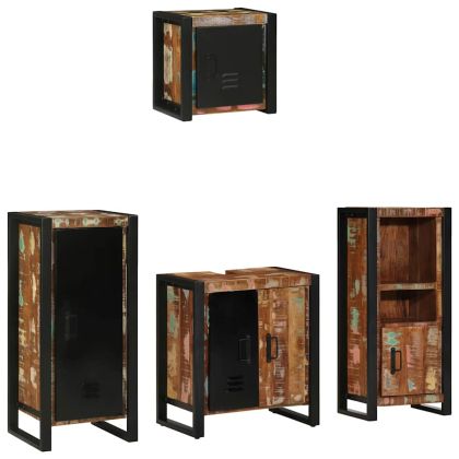 Комплект мебели за баня 4 pcs Кафяво Солидно мангово дърво