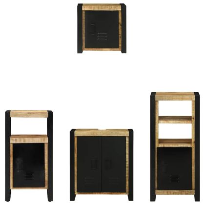 Комплект мебели за баня 4 pcs Кафяво Солидно мангово дърво