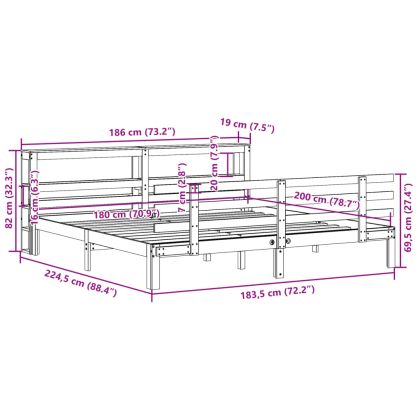 Рамка за легло с табла без матрак, бяла, 180x200 см