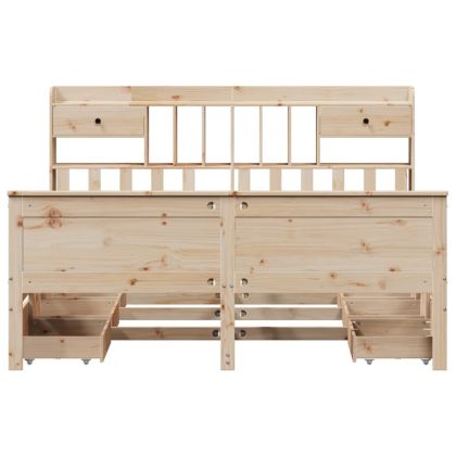 Легло с етажерка за книги, без матрак, 180x200 см, бор масив