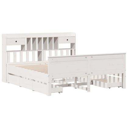 Легло с етажерка за книги, без матрак, 180x200 см, бор масив