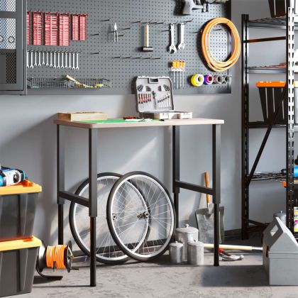 Работна маса 100x60x(71,5-98) см масивно дърво дъб правоъгълна