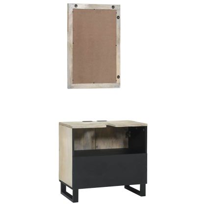 Комплект мебели за баня с рафт 2 pcs Бяло Инженерно дърво