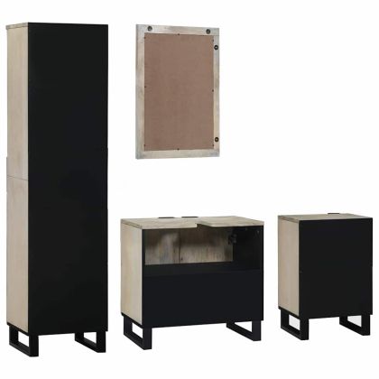 Комплект мебели за баня 4 pcs Орехово кафяво Инженерно дърво