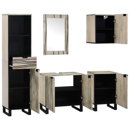 Комплект мебели за баня 5 pcs Орехово кафяво Инженерно дърво